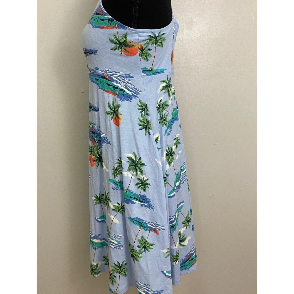 Old Navy Tropical Cami Dress Girls XL 14 Blue  Palm‎ Tree Island Summer Vacation
